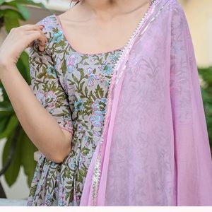 PINK HANDBLOCK SUIT SET, salwar
